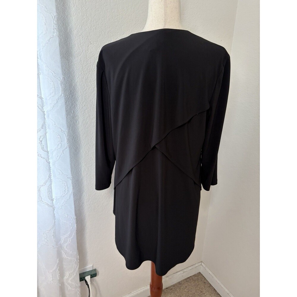 Joseph Ribkoff Women’s Size 14 Black Tunic Top Asymmetric 3/4 Sleeve Career - Picture 2 of 6